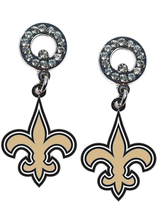 New Orleans Saints BLACK Rhinestone Womens Earrings 19645662