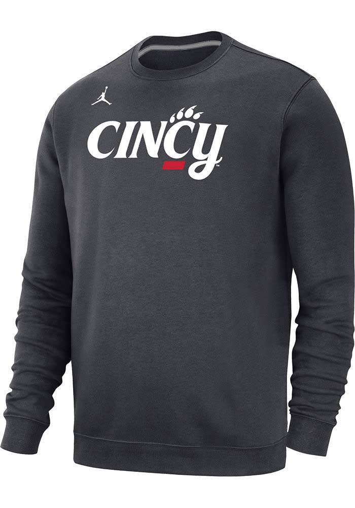 Nike Cincinnati Bearcats Mens Script Cincy Jordan Crew Sweatshirt CHARCOAL