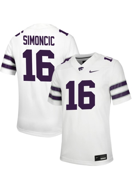 Kellen Simoncic Nike Mens White K-State Wildcats Game Name And Number Football Jersey