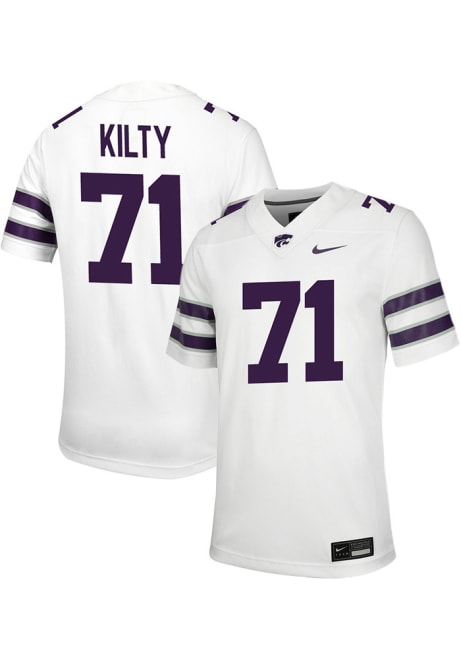 Easton Kilty Nike Mens White K-State Wildcats Game Name And Number Football Jersey