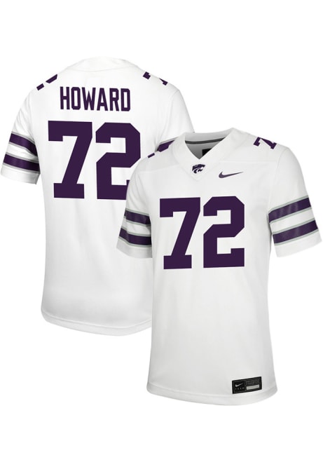 Ryan Howard Nike Mens White K-State Wildcats 72 Game Name And Number Football Jersey