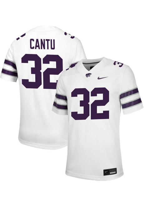 Evan Cantu Nike Mens White K-State Wildcats Game Name And Number Football Jersey