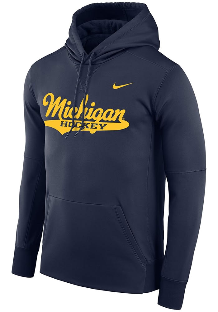 Nike Mens BLUE Michigan Wolverines Therma Hoodie - 198600302