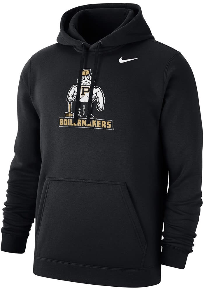 Mens Purdue Boilermakers Black Nike Vintage Pete Logo Hooded Sweatshirt