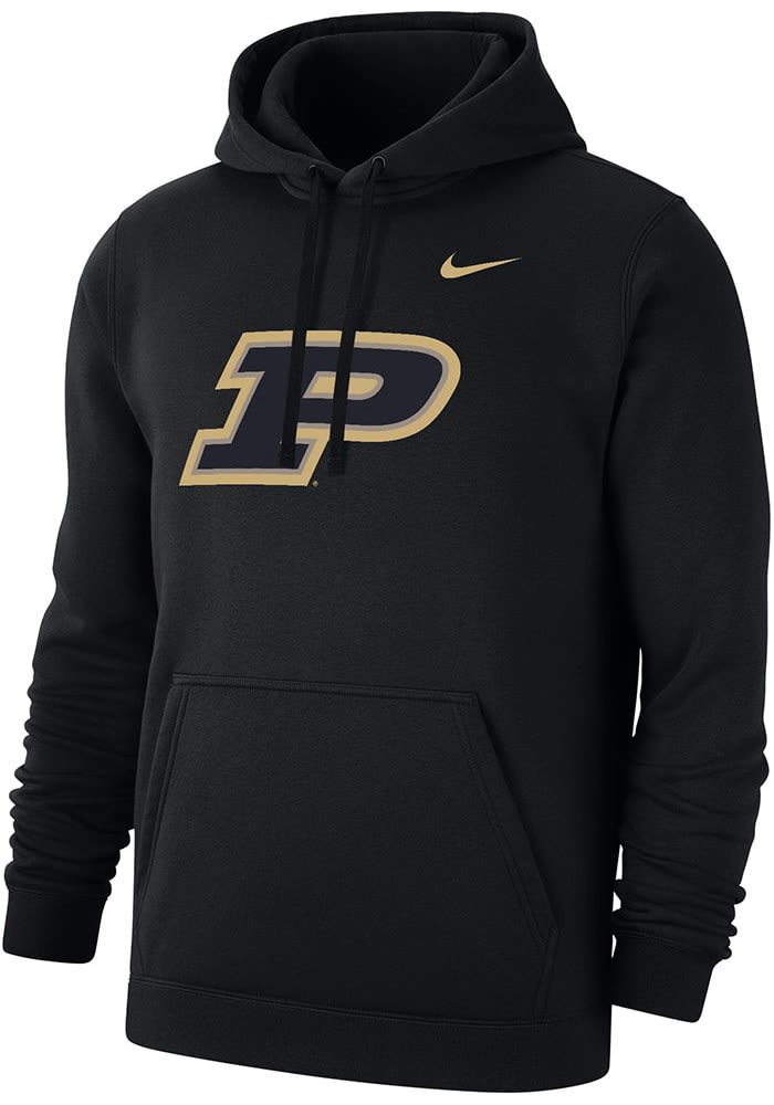 Nike Purdue Boilermakers Mens Black Primary Logo Fleece Long Sleeve Hoodie Black 100 Cotton Size 2XL