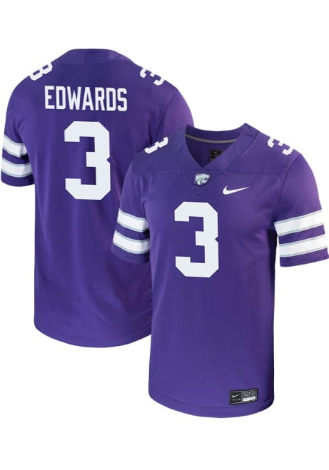 Dylan Edwards Nike Mens Purple K-State Wildcats NIL Game Name And Number Football Jersey