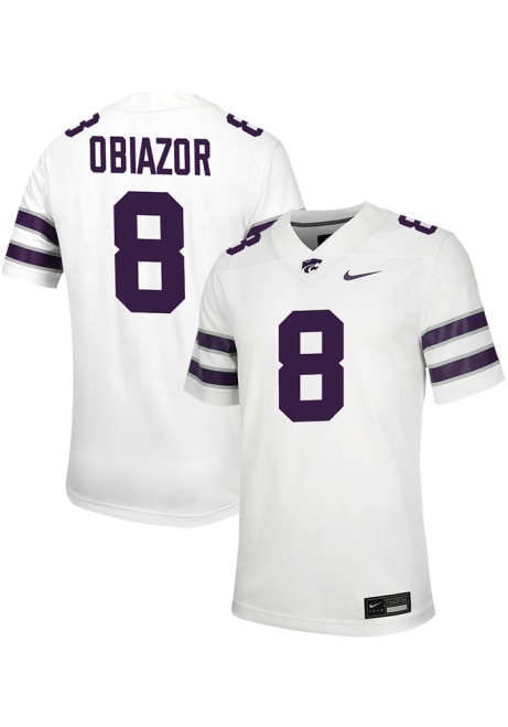 Chiddi Obiazor Nike Mens White K-State Wildcats NIL Game Name And Number Football Jersey