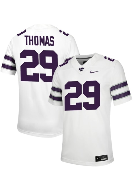 Kanijal Thomas Nike Mens White K-State Wildcats NIL Game Name And Number Football Jersey