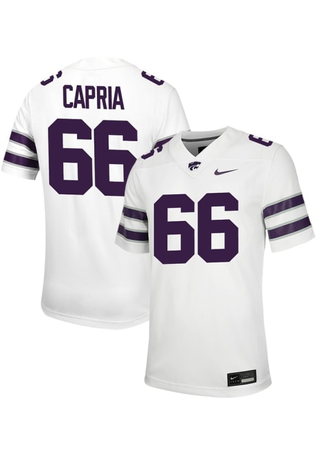 Michael Capria Nike Mens White K-State Wildcats NIL Game Name And Number Football Jersey