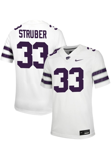 Tyson Struber Nike Mens White K-State Wildcats NIL Game Name And Number Football Jersey