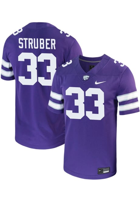 Tyson Struber Nike Mens Purple K-State Wildcats NIL Game Name And Number Football Jersey