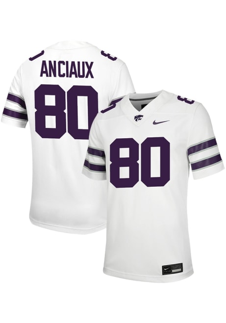 Will Anciaux Nike Mens White K-State Wildcats NIL Game Name And Number Football Jersey