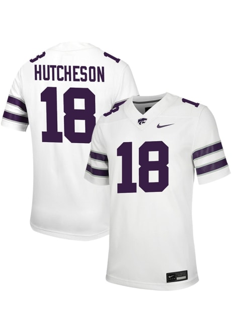 Hudson Hutcheson Nike Mens White K-State Wildcats NIL Game Name And Number Football Jersey