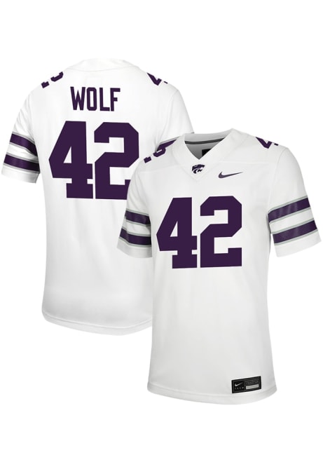 Justin Wolf Nike Mens White K-State Wildcats NIL Game Name And Number Football Jersey