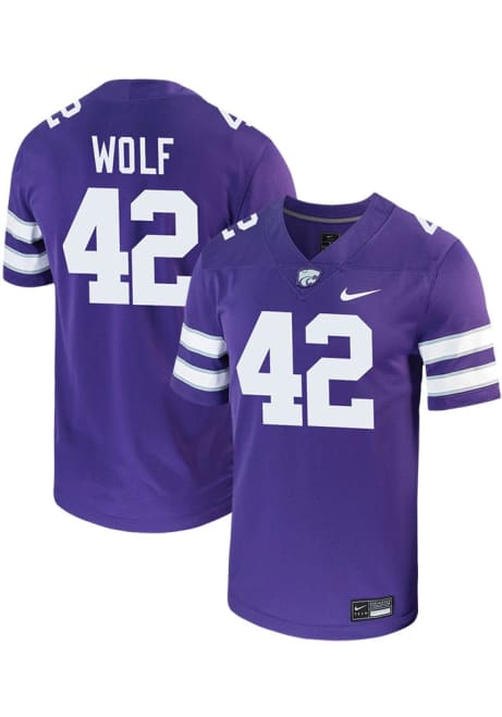 Justin Wolf Nike Mens Purple K-State Wildcats NIL Game Name And Number Football Jersey