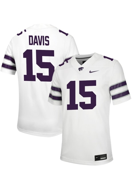 Trae Davis Nike Mens White K-State Wildcats NIL Game Name And Number Football Jersey