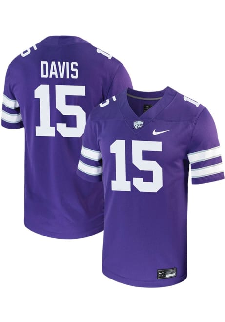 Trae Davis Nike Mens Purple K-State Wildcats NIL Game Name And Number Football Jersey