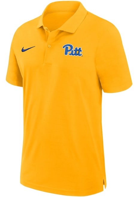 Mens Pitt Panthers Gold Nike Sideline Woven Short Sleeve Polo Shirt