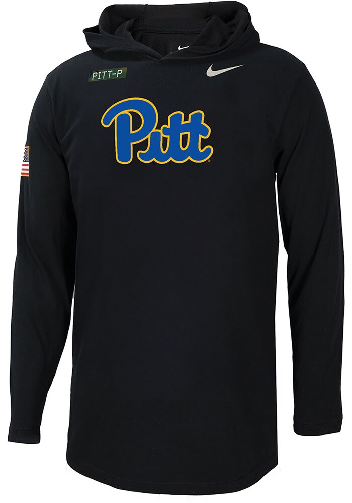 Nike Pitt Panthers Mens Black Military Appreciation Long Sleeve Hoodie Black 81 COTTON 19 POLYESTER Size S