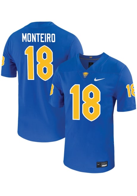 Cameron Monteiro  Mens Blue Pitt Panthers Game Name And Number Football Jersey