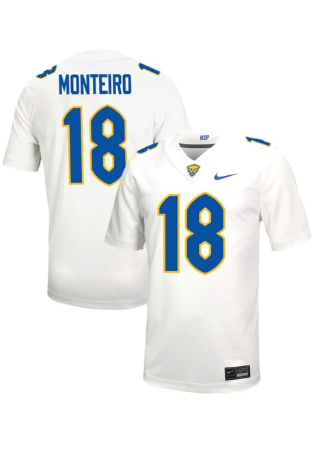 Cameron Monteiro Nike Mens White Pitt Panthers Game Name And Number Football Jersey