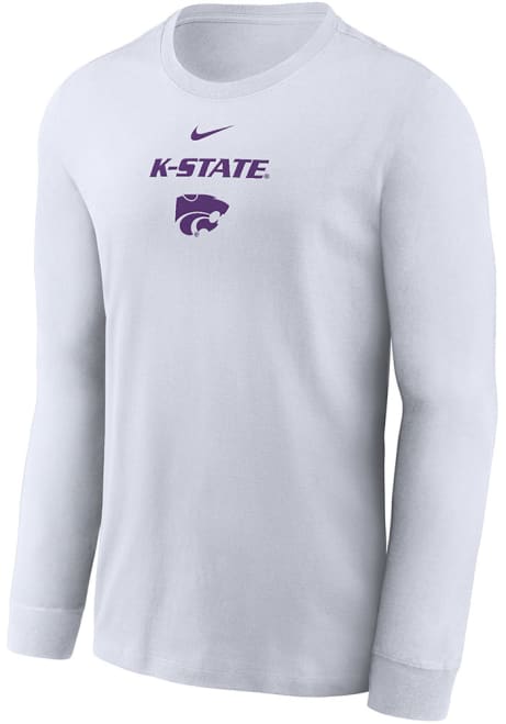 Mens K-State Wildcats White Nike Practice Dri-FIT Long Sleeve T-Shirt