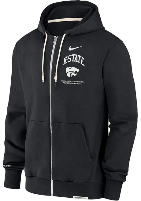 Mens K-State Wildcats Black Nike Travel Long Sleeve Full Zip Jacket