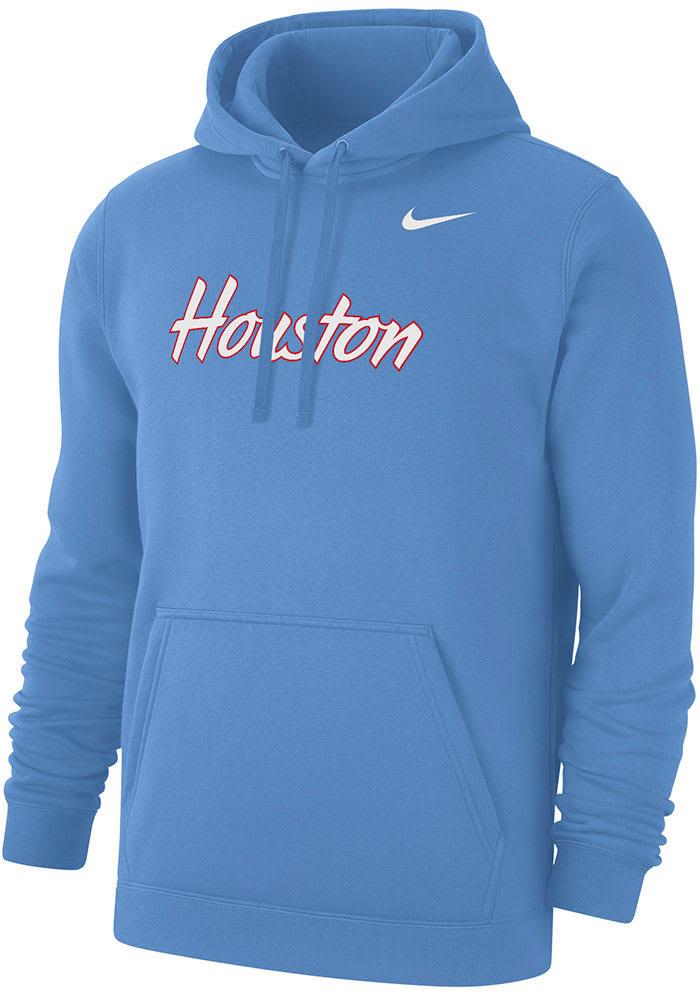 Nike Houston Cougars Mens LIGHT BLUE Flat Name Club Fleece Hoodie