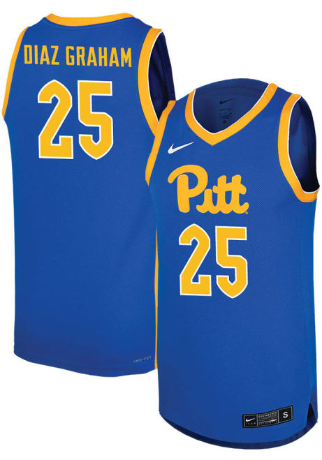 Guillermo Diaz Graham Mens Blue Pitt Panthers Replica Name And Number Basketball Jersey