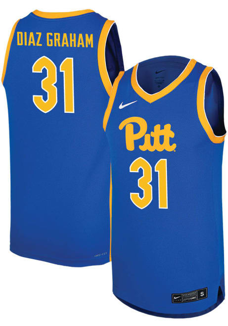 Jorge Diaz Graham Mens Blue Pitt Panthers Replica Name And Number Basketball Jersey