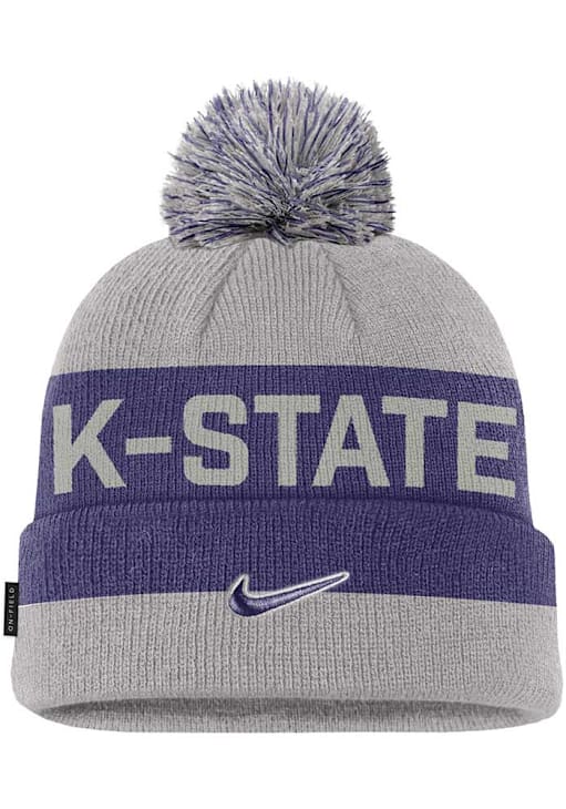 K-State Wildcats Nike GREY Peak Pom Beanie Mens Knit Hat 198602846