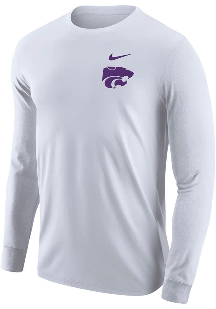 Nike Mens White K-State Wildcats Varsity Willie 2 Hit Long Sleeve