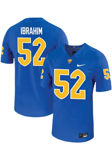 Abe Ibrahim  Mens Blue Pitt Panthers VIRTUAL NIL Game Name And Number Football Jersey