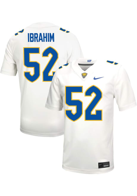 Abe Ibrahim Nike Mens White Pitt Panthers NIL Game Name And Number Football Jersey