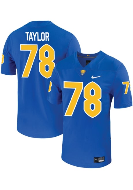 Branson Taylor  Mens Blue Pitt Panthers VIRTUAL NIL Game Name And Number Football Jersey