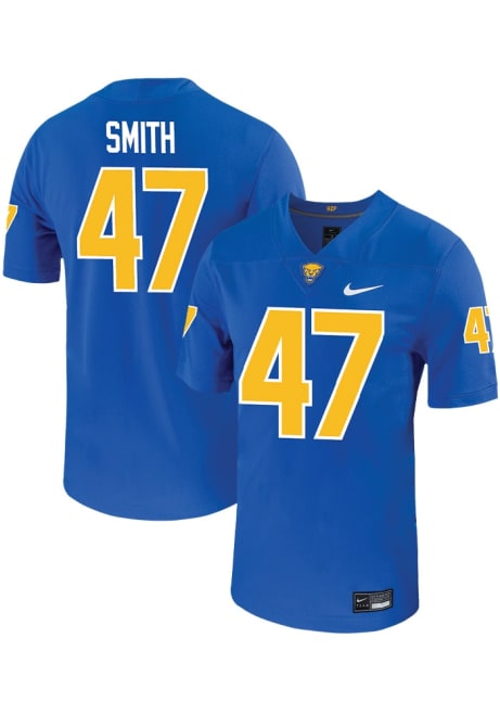 Caden Smith Nike Mens Blue Pitt Panthers VIRTUAL NIL Game Name And Number Football Jersey