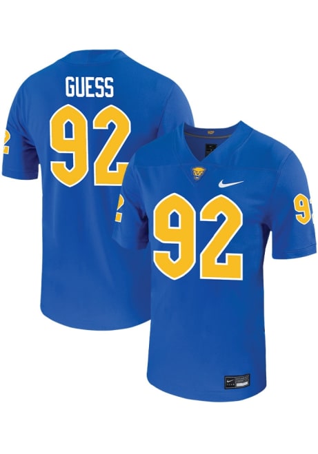 Cam Guess  Mens Blue Pitt Panthers NIL Game Name And Number Football Jersey