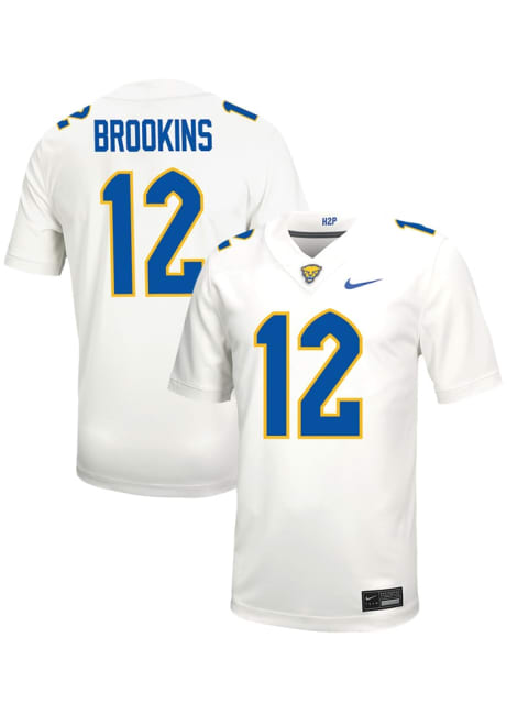 Cruce Brookins Nike Mens White Pitt Panthers VIRTUAL NIL Game Name And Number Football Jersey