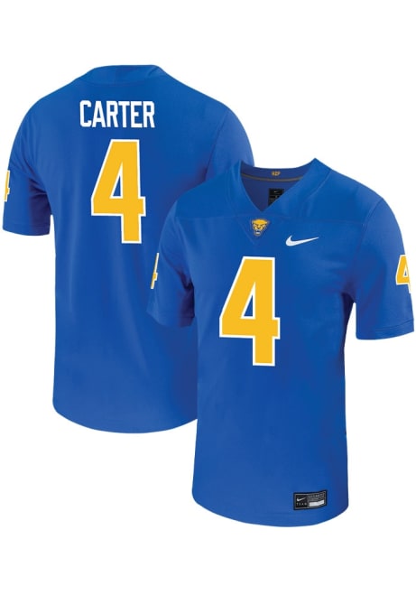 Daniel Carter Nike Mens Blue Pitt Panthers VIRTUAL NIL Game Name And Number Football Jersey