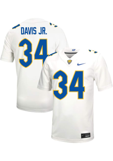 Derrick Davis Jr Nike Mens White Pitt Panthers VIRTUAL NIL Game Name And Number Football Jersey