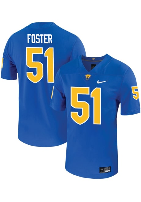 Drew Foster Nike Mens Blue Pitt Panthers VIRTUAL NIL Game Name And Number Football Jersey