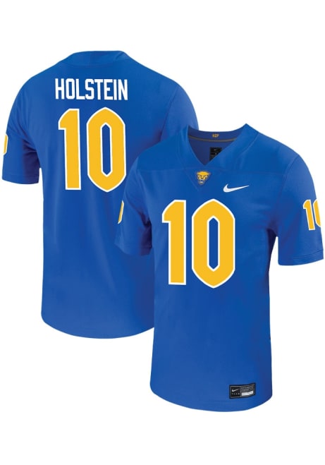 Eli Holstein Nike Mens Blue Pitt Panthers VIRTUAL NIL Game Name And Number Football Jersey