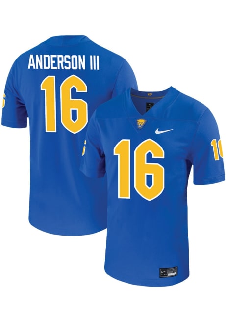 Jesse Anderson lll  Mens Blue Pitt Panthers VIRTUAL NIL Game Name And Number Football Jersey