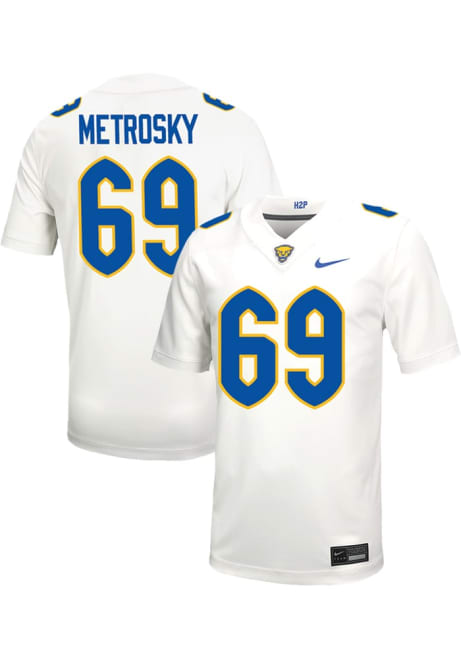 Matt Metrosky Nike Mens White Pitt Panthers VIRTUAL NIL Game Name And Number Football Jersey