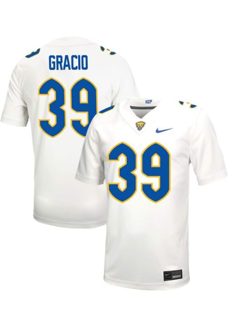 Maverick Gracio Nike Mens White Pitt Panthers VIRTUAL NIL Game Name And Number Football Jersey