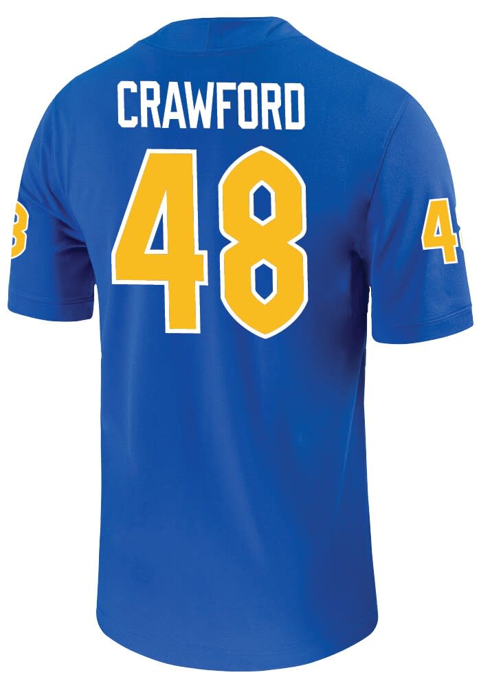 Nico Crawford Mens ROYAL Pitt Panthers Football Name And Number
