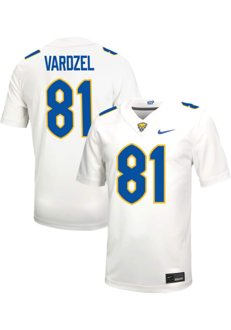 Peter Vardzel Nike Mens White Pitt Panthers VIRTUAL NIL Game Name And Number Football Jersey