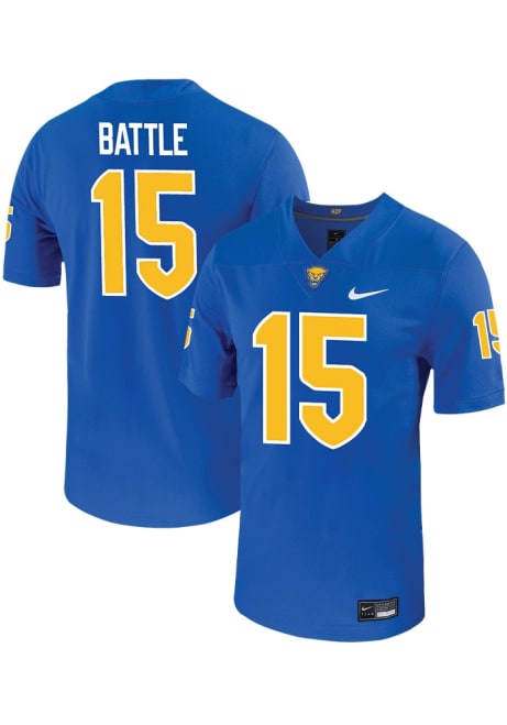 Rashad Battle Nike Mens Blue Pitt Panthers VIRTUAL NIL Game Name And Number Football Jersey