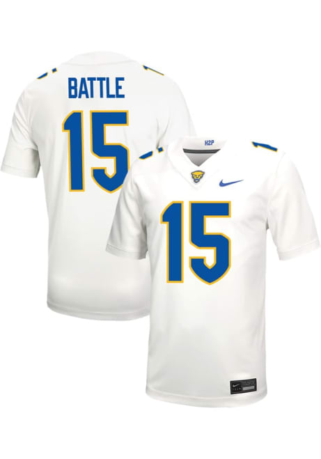 Rashad Battle Nike Mens White Pitt Panthers VIRTUAL NIL Game Name And Number Football Jersey