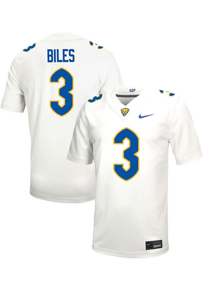 Rasheem Biles Mens White Pitt Panthers Football Name And Number